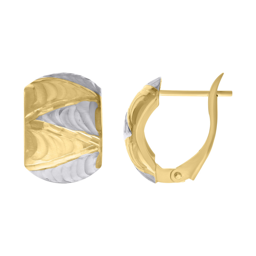 10kt 10k Two-tone Gold Womens Diamond-Cut Fashion Latch Back Earrings